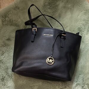 Michael Kors Black Tote with Gold Accents